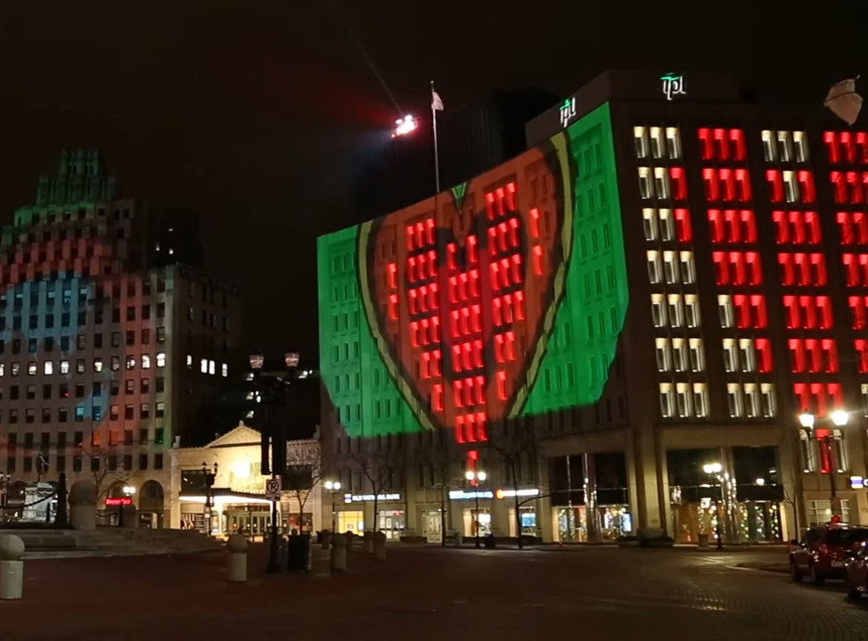 building at night