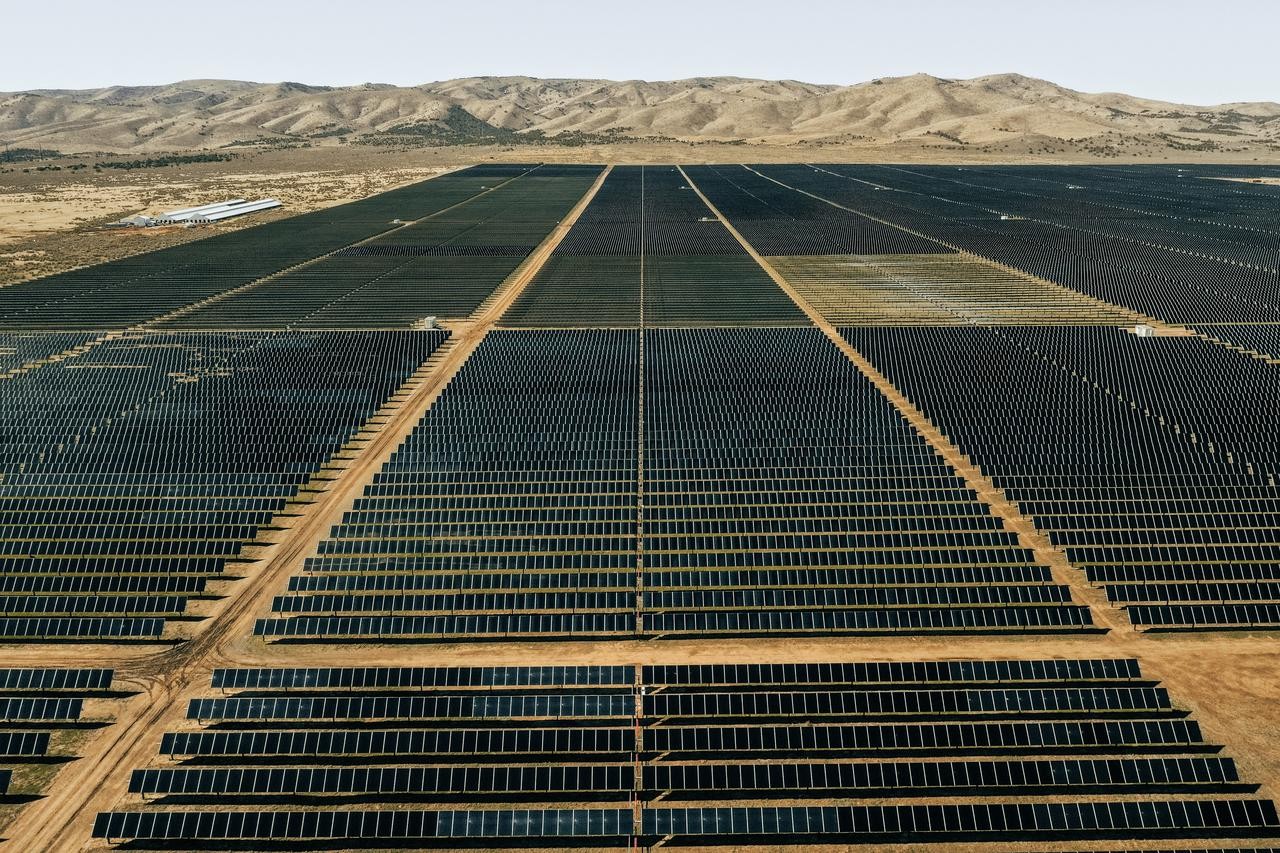 solar farm with mountains