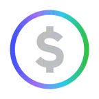 AES Icon for money: grey dollar sign surrounded by circle of AES colors