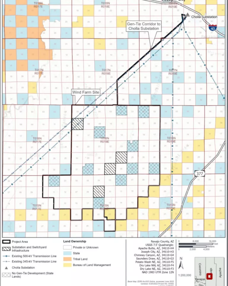 West Camp Wind Farm Gen-Tie Options from Navajo County Special Use Permit Application